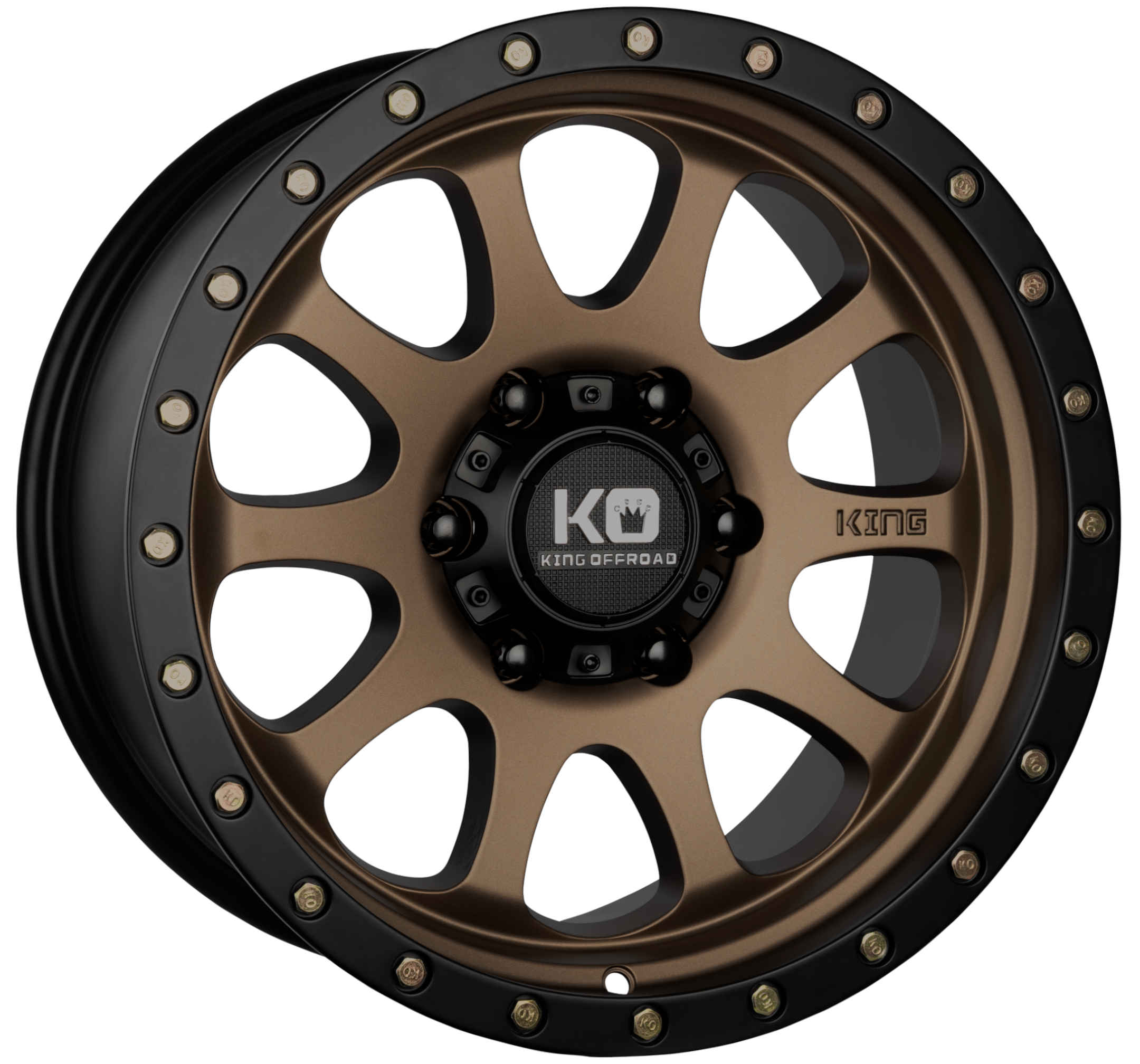 King 17x9 HURRICANE 25x150 DARK BRONZE SATIN BLACK LIP ZINC BOLTS -12