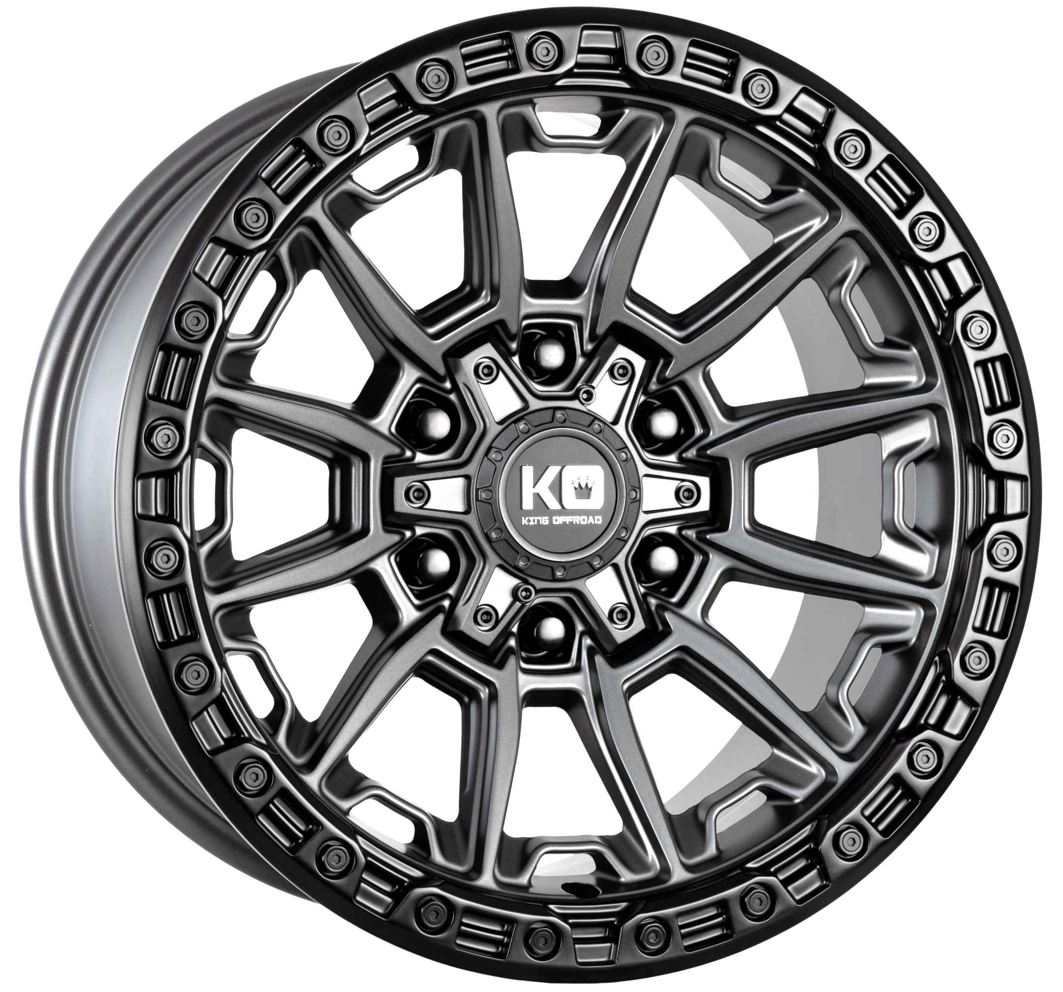King 20x9 WARRIOR 6x135 & 6x139.7 MATTE TITANIUM - BLACK LIP +17