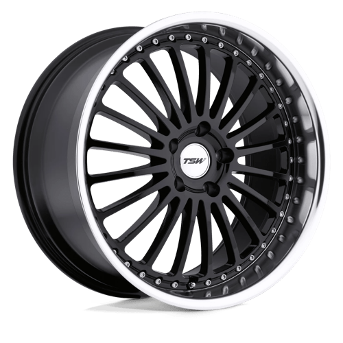 TSW 18X8 SILVERSTONE 5X114.3 GLOSS BLACK W/ MIRROR CUT LIP +40