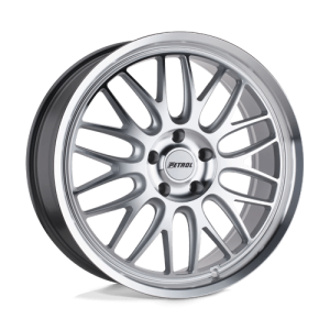 wheelpros-2085p4c405114s76.png Petrol 20X8.5 P4C 5X114.3 SILVER W/ MACHINED FACE & LIP +40