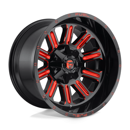 Fuel 1PC 15X8 HARDLINE 6X139.7 GLOSS BLACK RED TINTED CLEAR -18