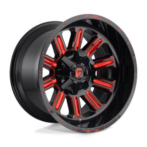 Fuel 1PC 20X9 HARDLINE 5X5.5/150 GLOSS BLACK RED TINTED CLEAR +1