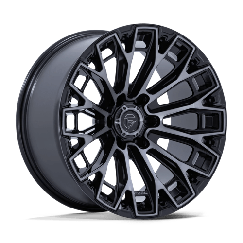 Fuel 1PC 20X9 TRAX 8X180 GLOSS BLACK MACHINED FACE DARK TINTED CLEAR +1