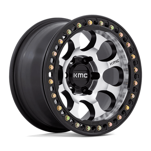 KMC 17X9 RIOT 6X139.7 MACHINED FACE SATIN BLACK WINDOWS & RING -38