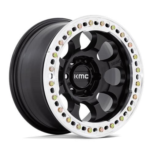 KMC 17X8.5 RIOT 6X139.7 SATIN BLACK W/ MACHINED RING +0