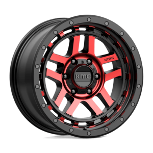 KMC 18X8.5 KM540 6X139.7 GLOSS BLACK MACHINED W/ RED TINT +0