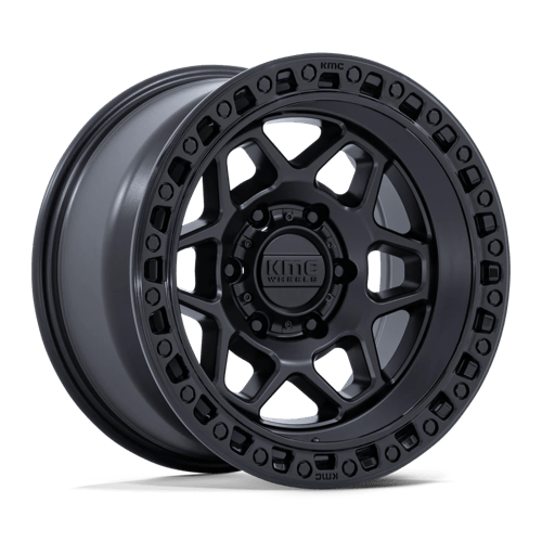 KMC 17X8.5 TORX 6X114.3 MATTE BLACK W/ GLOSS BLACK LIP +25