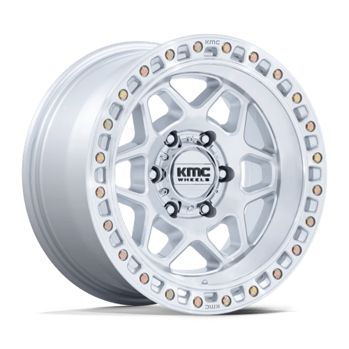 KMC 17X8.5 TORX 6X139.7 GLOSS SILVER W/ MACHINED FACE +25