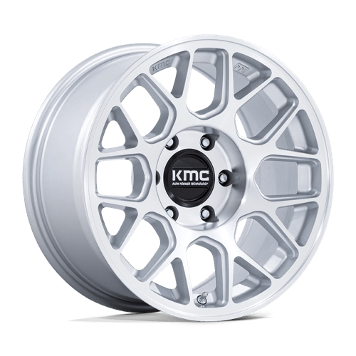 KMC 17X8.5 HATCHET 6X135 GLOSS SILVER W/ MACHINED FACE +25