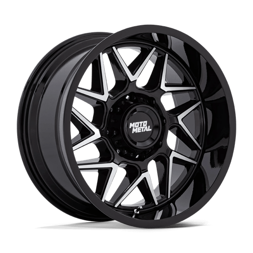 Moto Metal 20X9 TURBINE 8X170 GLOSS BLACK W/ MACHINED FACE +20