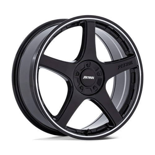 Petrol 17X8 P2E 5X110/115 GLOSS BLACK W/ MACHINED LIP +40