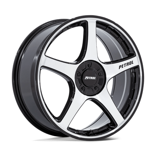 Petrol 19X8 P2E 5X4.25/4.5 GLOSS BLACK W/ MACHINED FACE +40