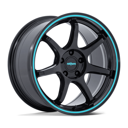 Rotiform 18X9.5 BPU 5X120 GLOSS BLACK W/ TEAL STRIPE +38