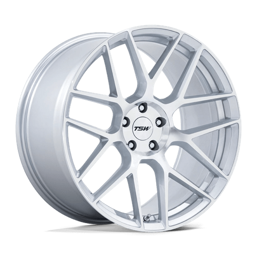 TSW 18X9 LASARTHE 5X112 GLOSS SILVER MACHINED +45